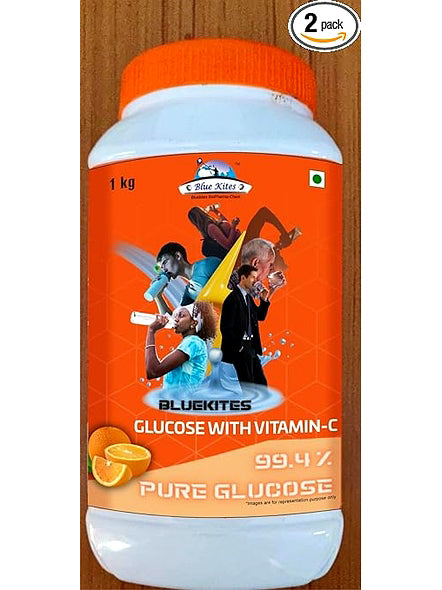 Bluekites Glucose with vitaminC Orange Energy Drink 1kg Pack of 2