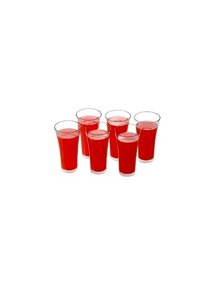 Bluekites Stylish Look Plastic Transparent Juicy Glass 300Ml 6Pcs Set