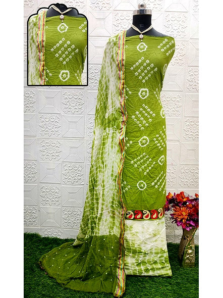 Bluekites Inscriptions Pure Cotton Bandhani Dress Women-5-Green