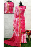 Bluekites Inscriptions Pure Cotton Bandhani Dress Women-5-Pink