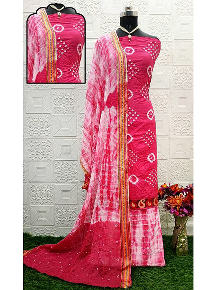 Bluekites Inscriptions Pure Cotton Bandhani Dress Women-5-Pink
